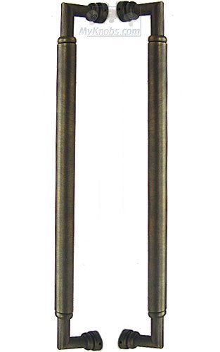 RK International 18" Centers Cylinder Middle Door Pull in Antique English (Set of 2)