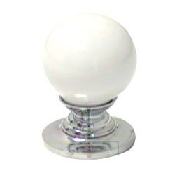 RK International 1" White Porcelain Knob with Chrome Base