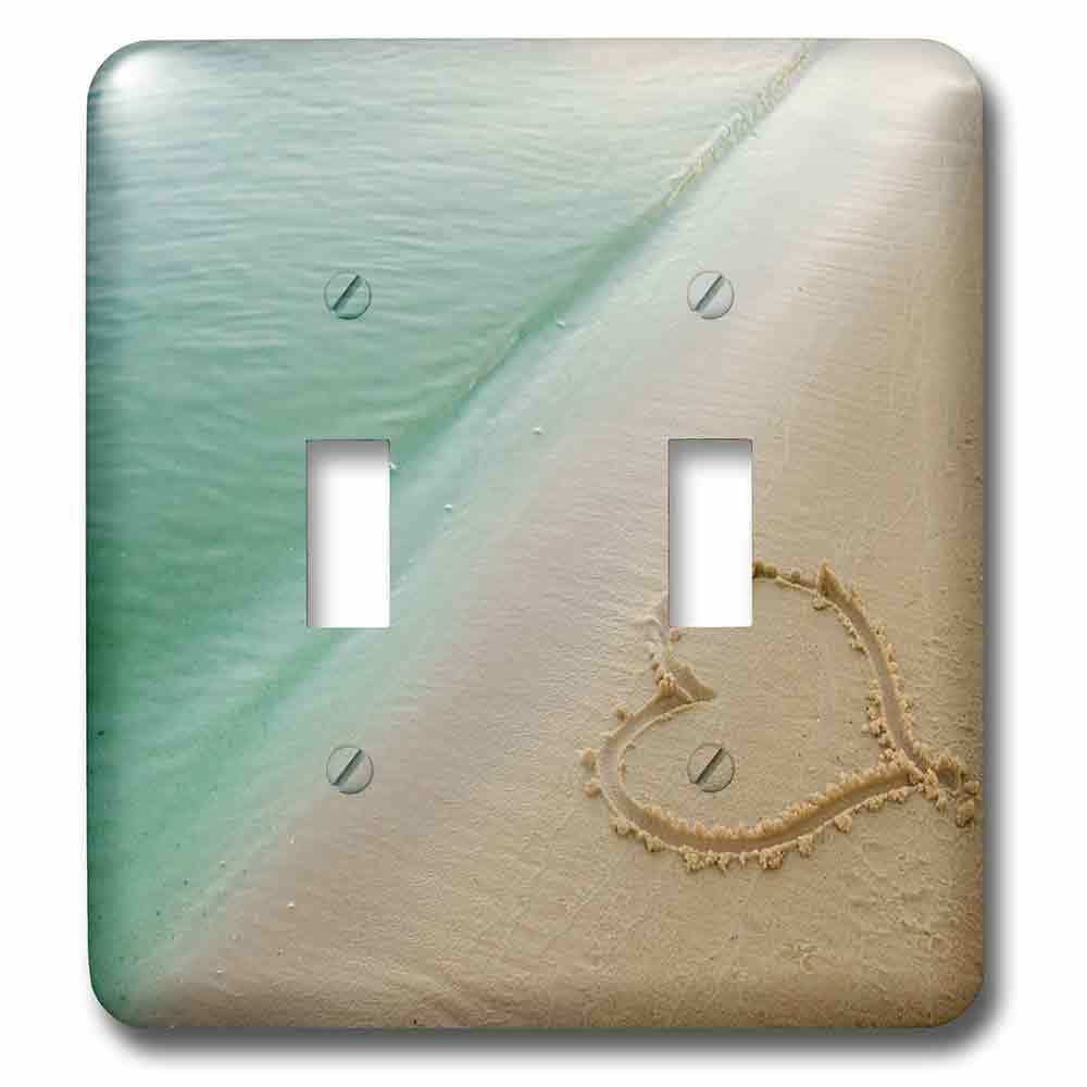 Jazzy Wallplates Double Toggle Switch Plate With Heart Carved In Sand On The Beach