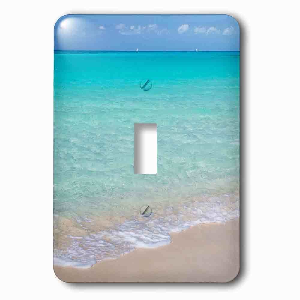 Jazzy Wallplates Single Toggle Wallplate With Bahamas, Little Exuma Island. Ocean Surf And Beach.