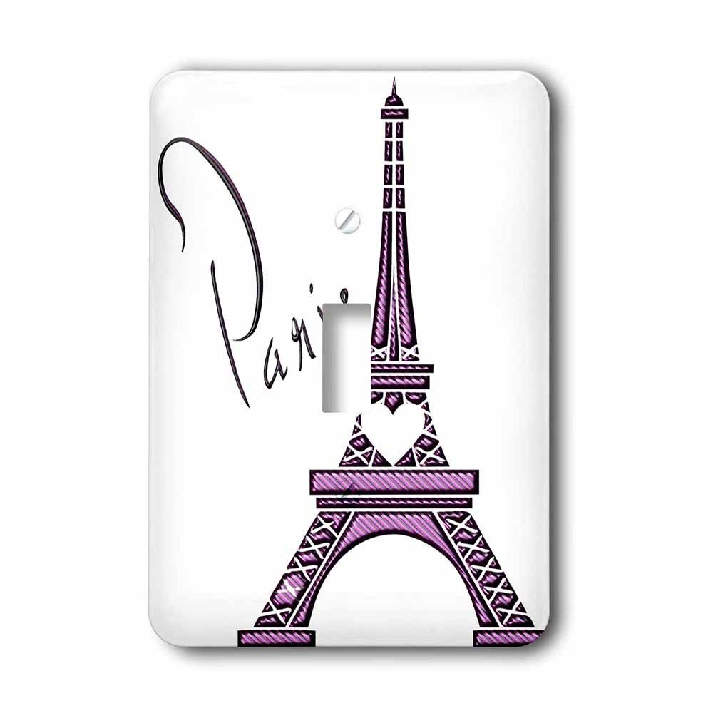 Jazzy Wallplates Single Toggle Wall Plate With Purple Gel Effect One Dimensional Eiffel Tower With The Word Paris
