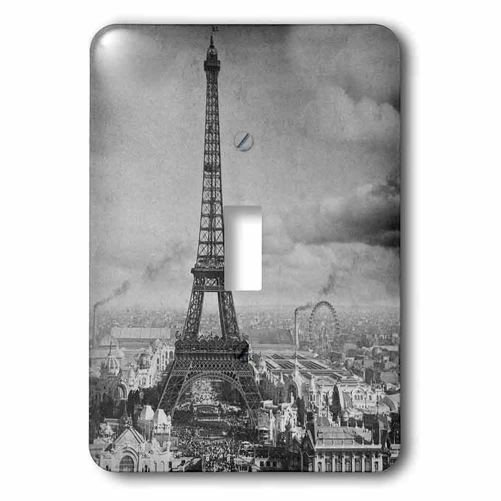 Jazzy Wallplates Single Toggle Wallplate With Eiffel Tower Paris France 1889 Black And White