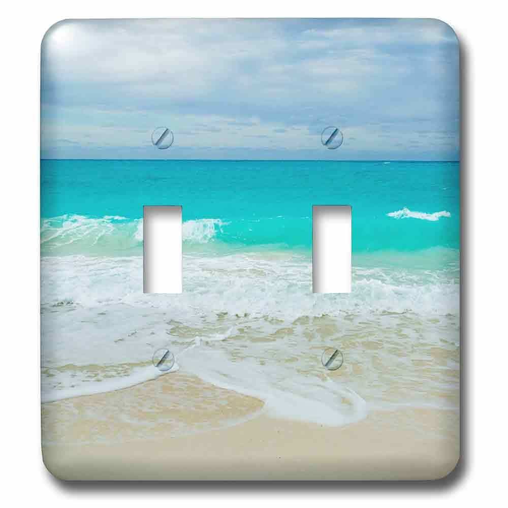 Jazzy Wallplates Double Toggle Wallplate With Bahamas Surf And Beach.