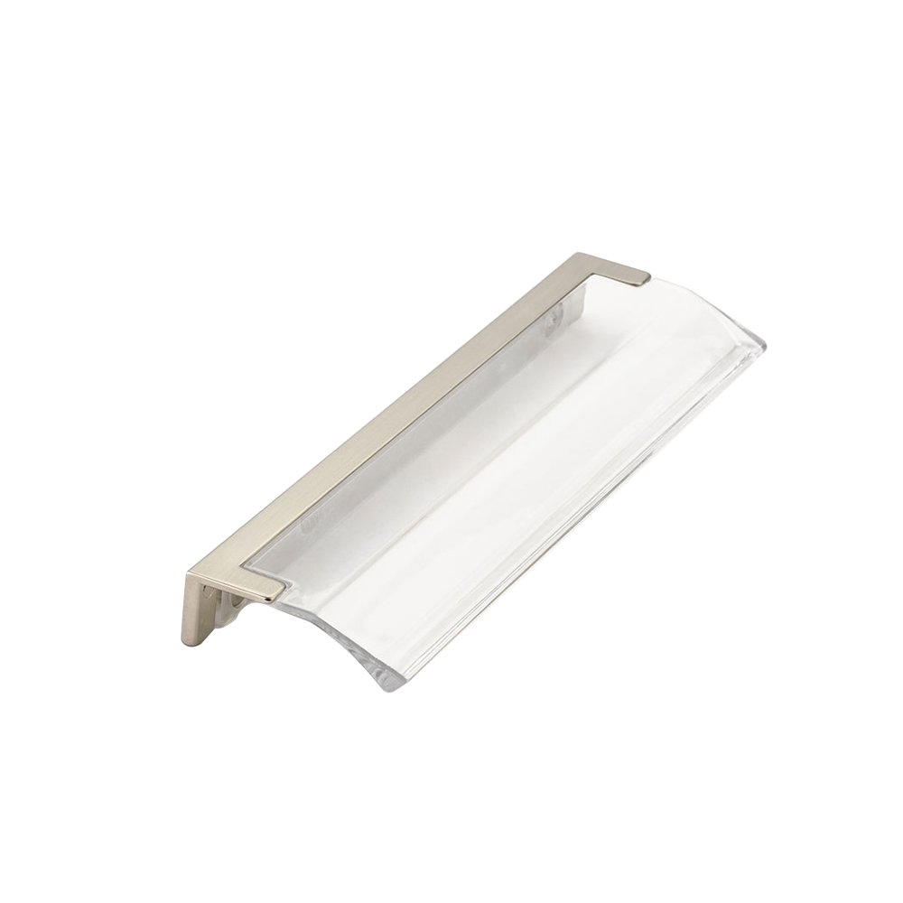 Schaub and Company 6 1/4" Long Edge Pull in Clear and Satin Nickel