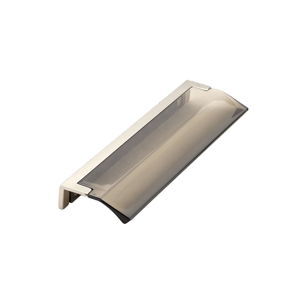 Schaub and Company 6 1/4" Long Edge Pull in Smoke and Satin Nickel
