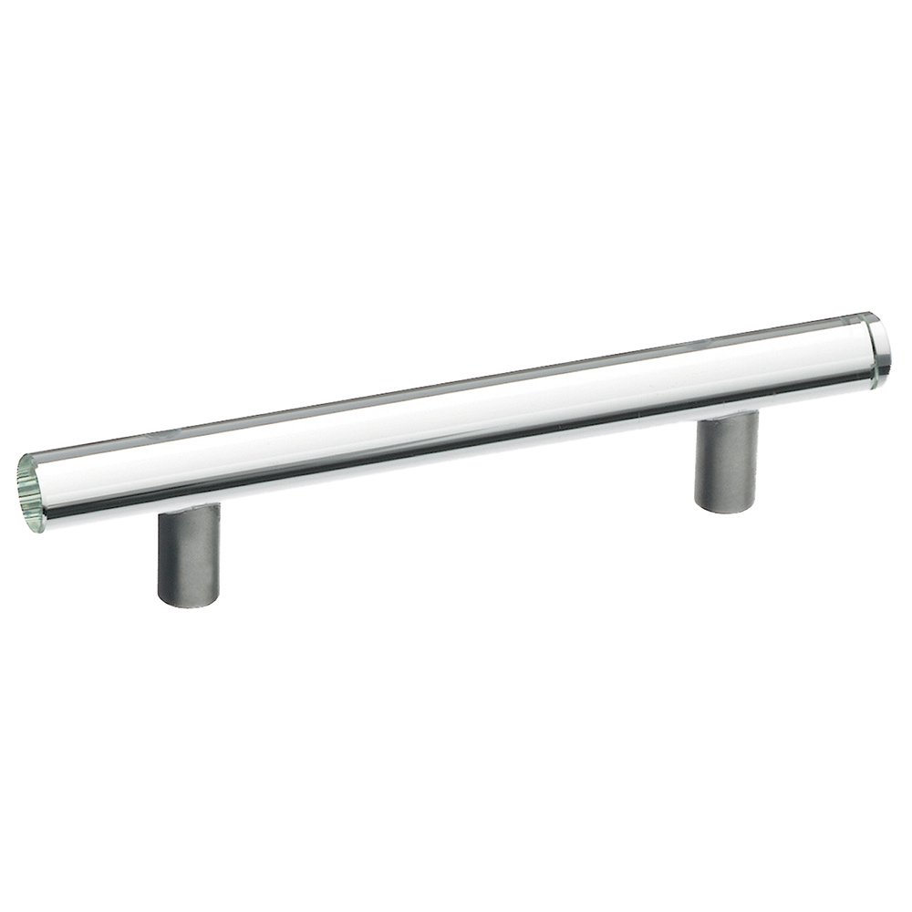 Schwinn Hardware 5 1/16" Centers Handle in Brushed Stainless Steel and Clear Glass