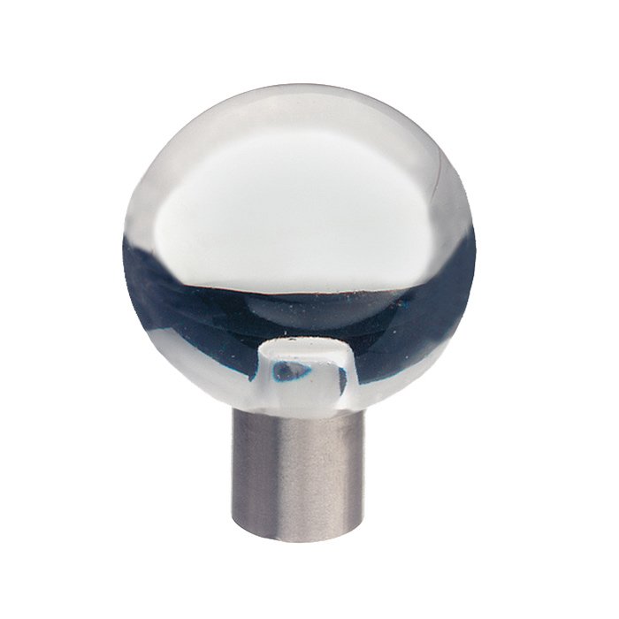 Schwinn Hardware 1 5/8" Diameter Knob in Brushed Stainless Steel and Clear Glass