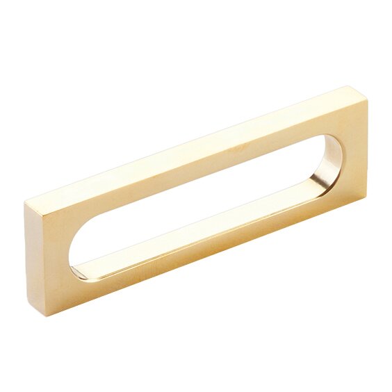 Schaub and Company 3-1/2" Centers Modern Oval Slot Pull in Unlacquered Brass