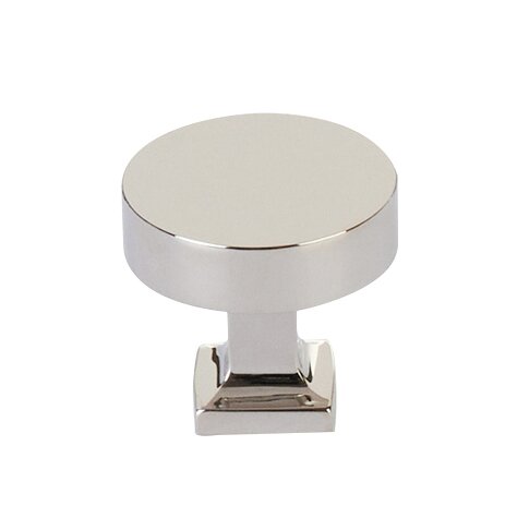 Schaub and Company 1-1/4" Round Knob with Square Base in Polished Nickel