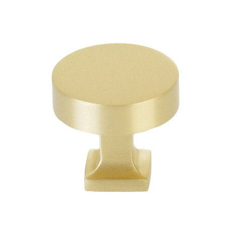 Schaub and Company 1-1/4" Round Knob with Square Base in Satin Brass