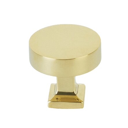 Schaub and Company 1-1/4" Round Knob with Square Base in Unlacquered Brass