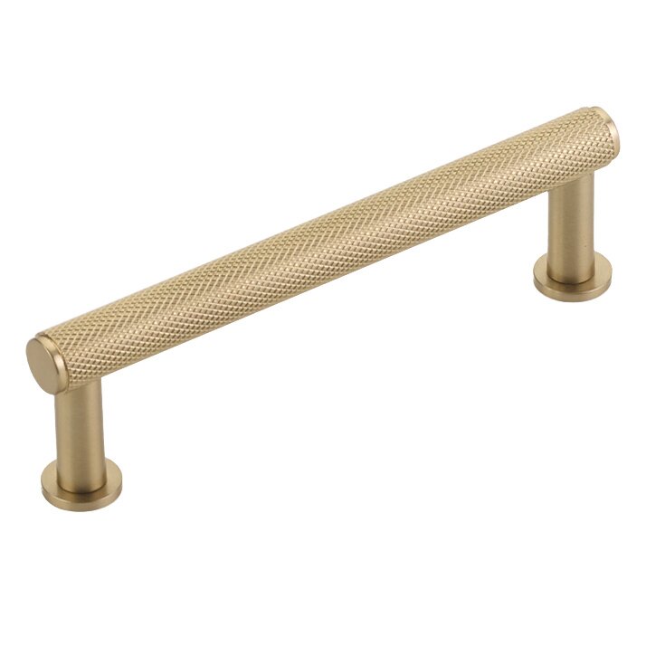 Schaub and Company 4" Centers Knurled Pull in Signature Satin Brass