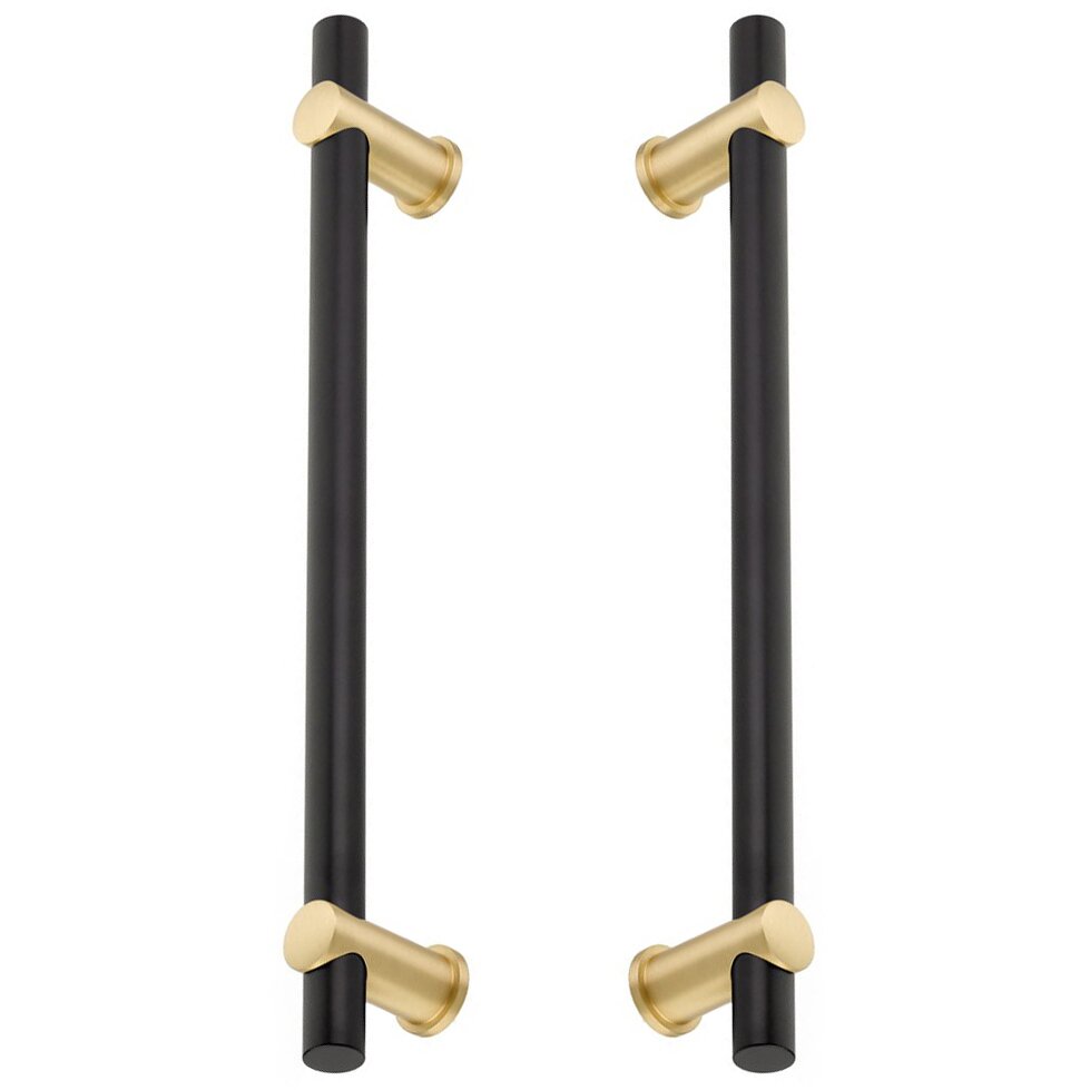 Schaub and Company 12" Centers Back To Back Pull in Matte Black / Satin Brass