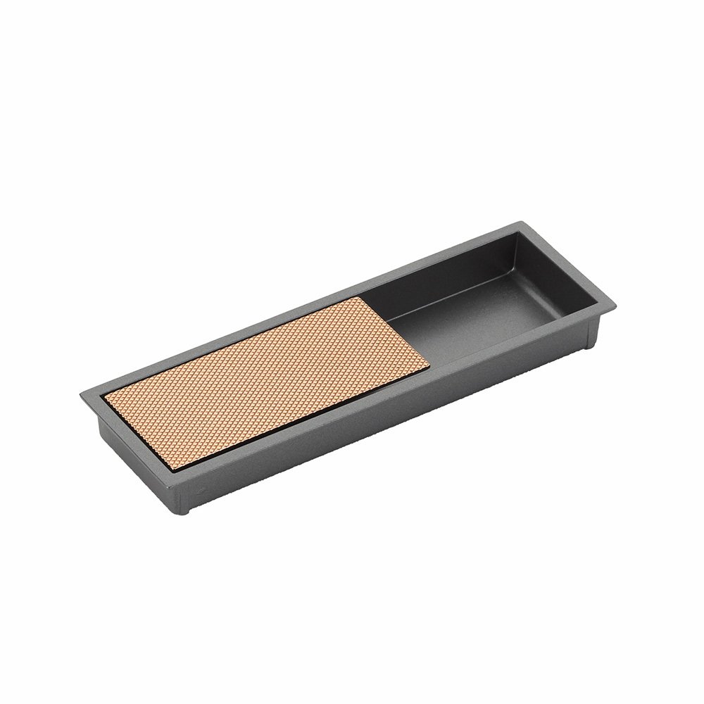 Schaub and Company 6 1/4" Overall Recessed Pull in Gun Metal/Polished Rose Gold