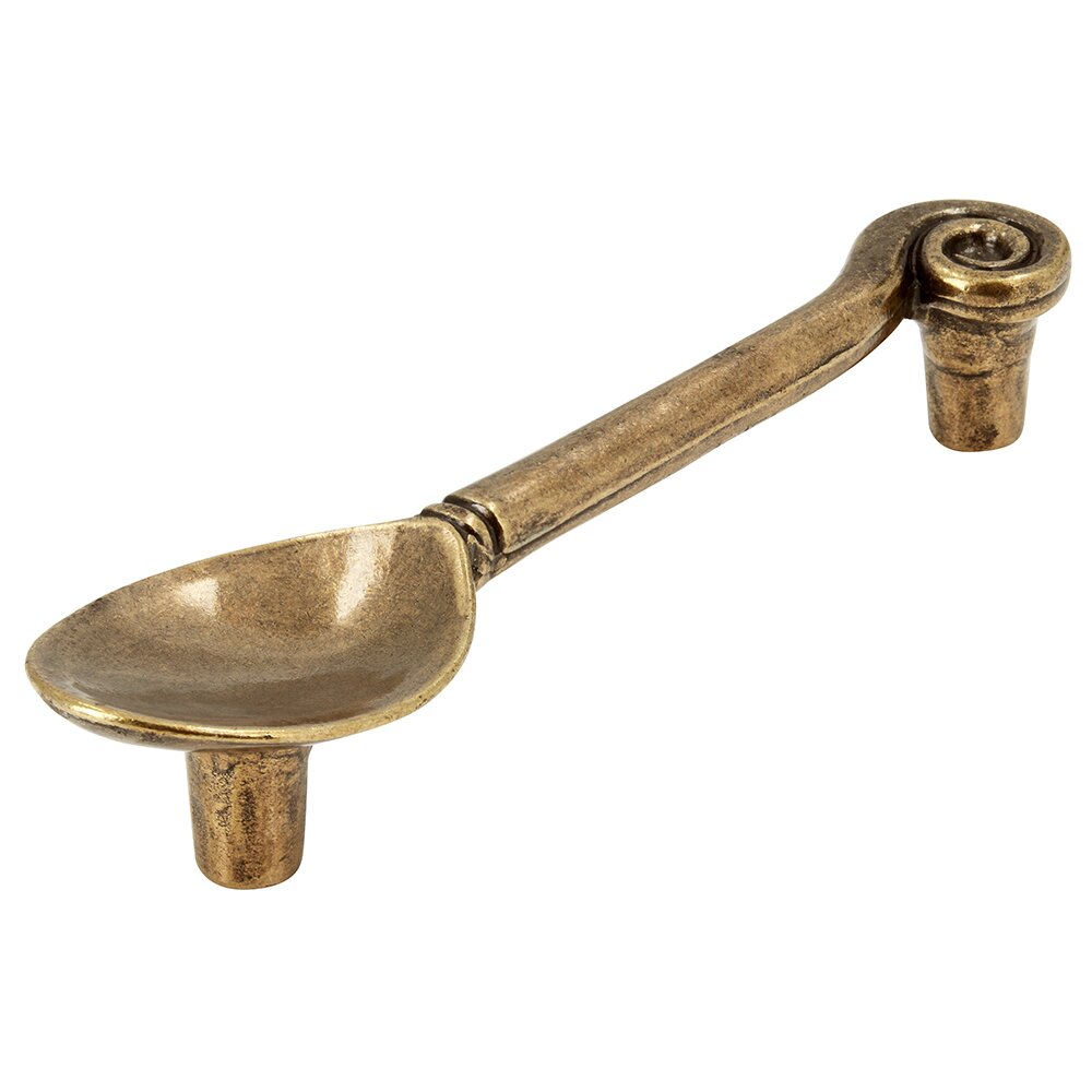 Siro Designs 96 mm Centers Spoon Pull in Antique Brass
