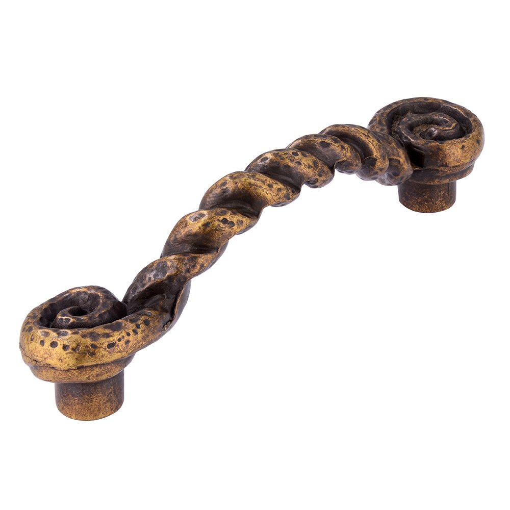 Siro Designs 96 mm Centers Twisted Pull in Antique Brass