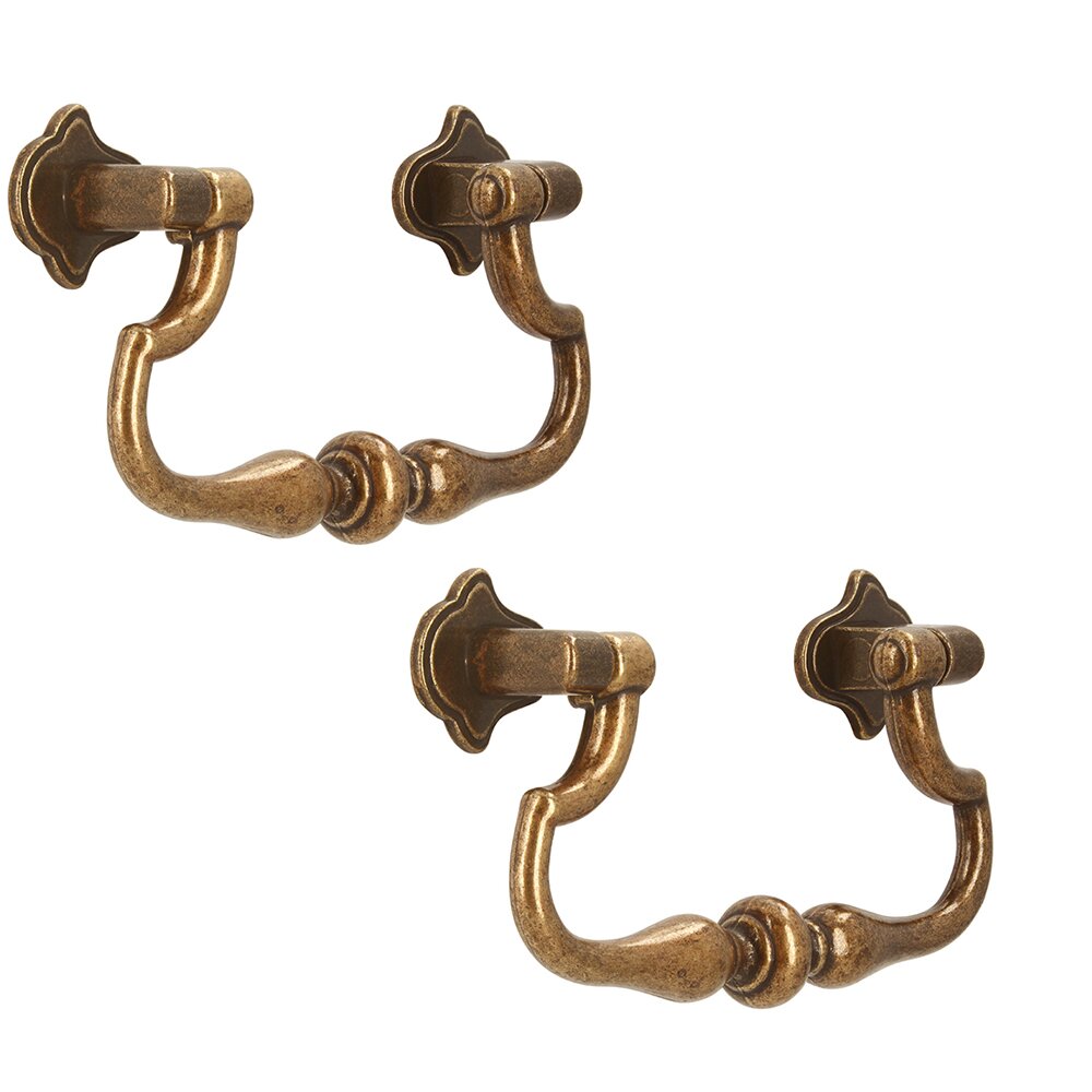 Siro Designs (Two Pack) 64 mm Centers Drop Pull in Antique Brass