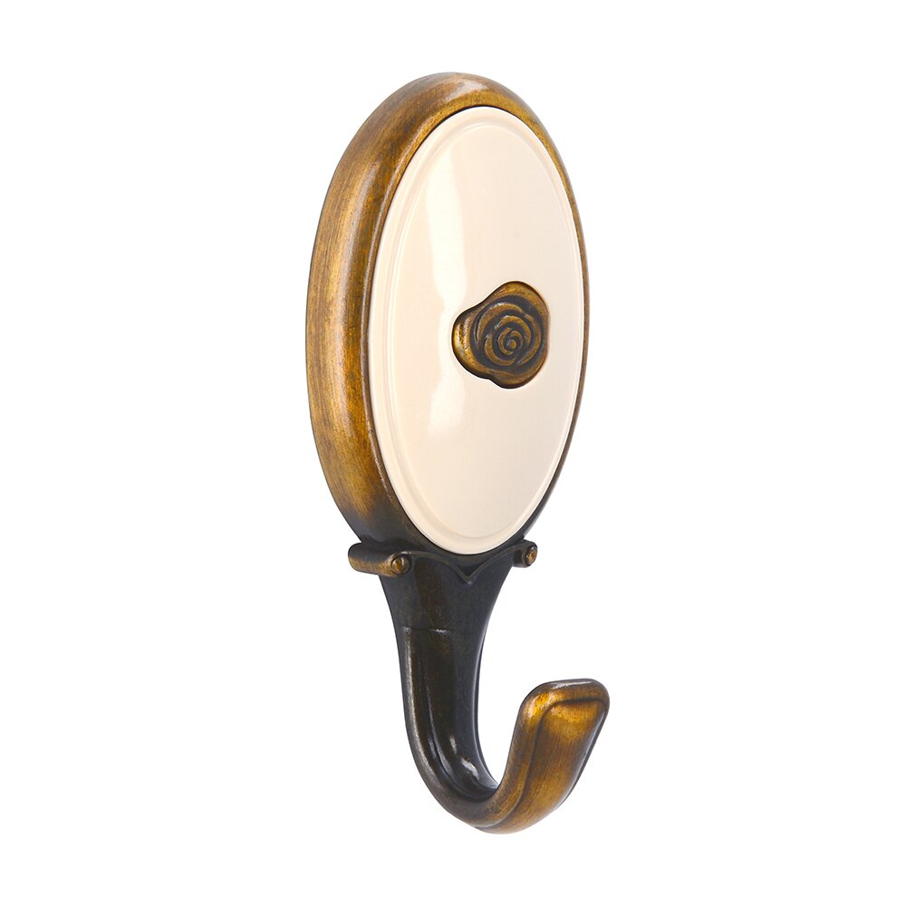 Siro Designs Hook in Antique Brass/Beige