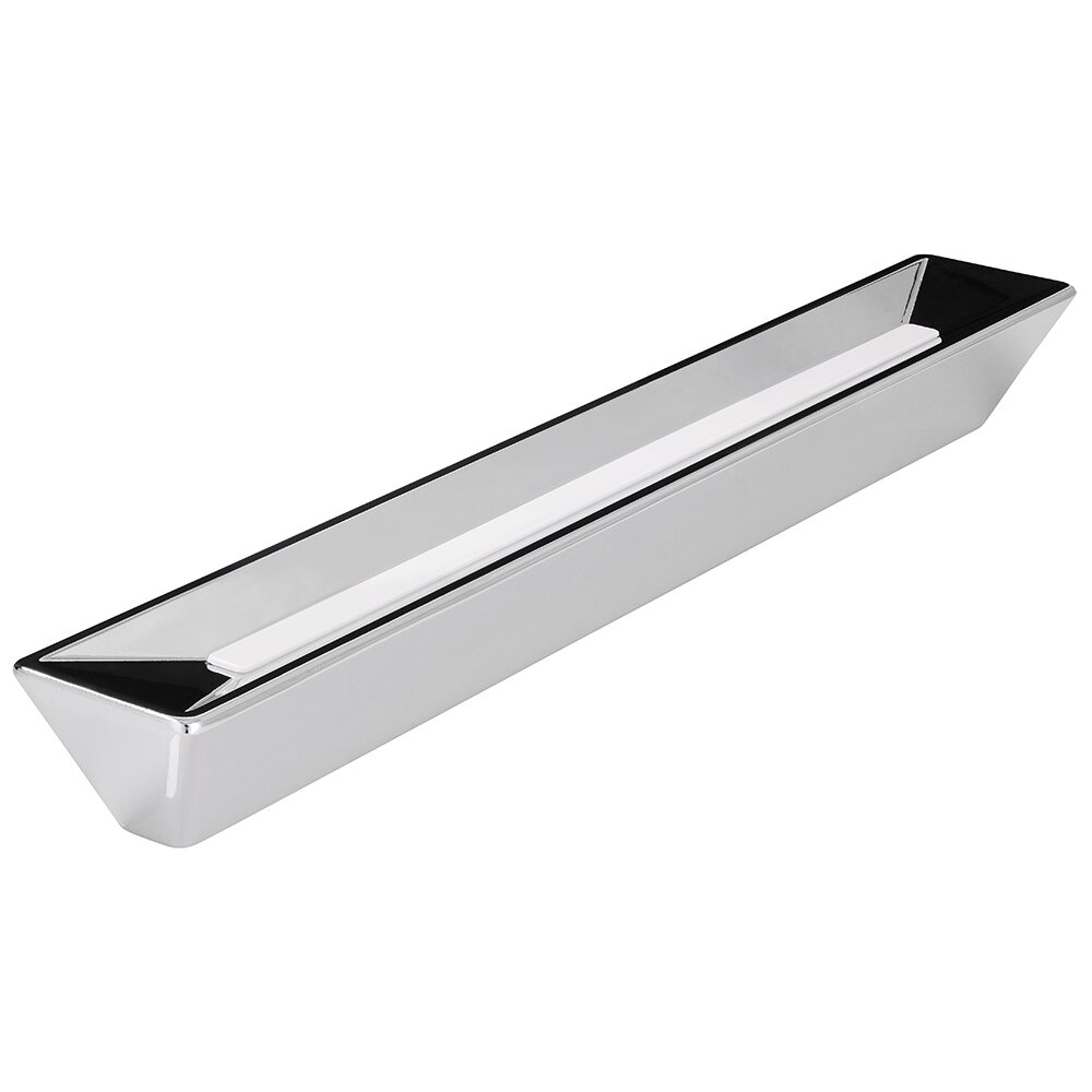 Siro Designs 7 1/2" Centers Handle with Inlay in Bright Chrome/White