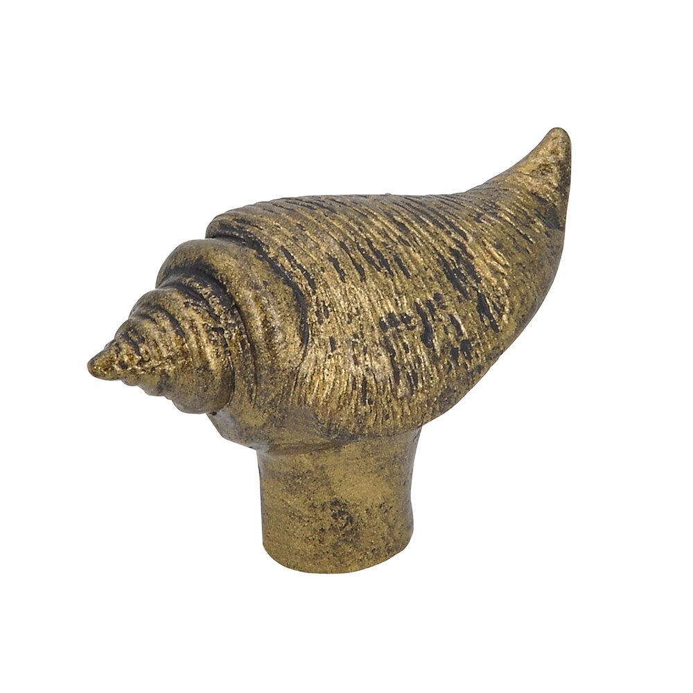 Siro Designs 44 mm Long Shell Knob in Antique Brass