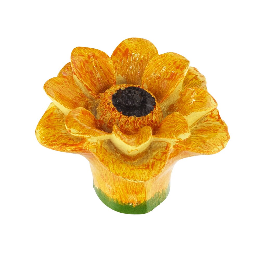 Siro Designs 48 mm Long Flower Knob in Flower Yellow
