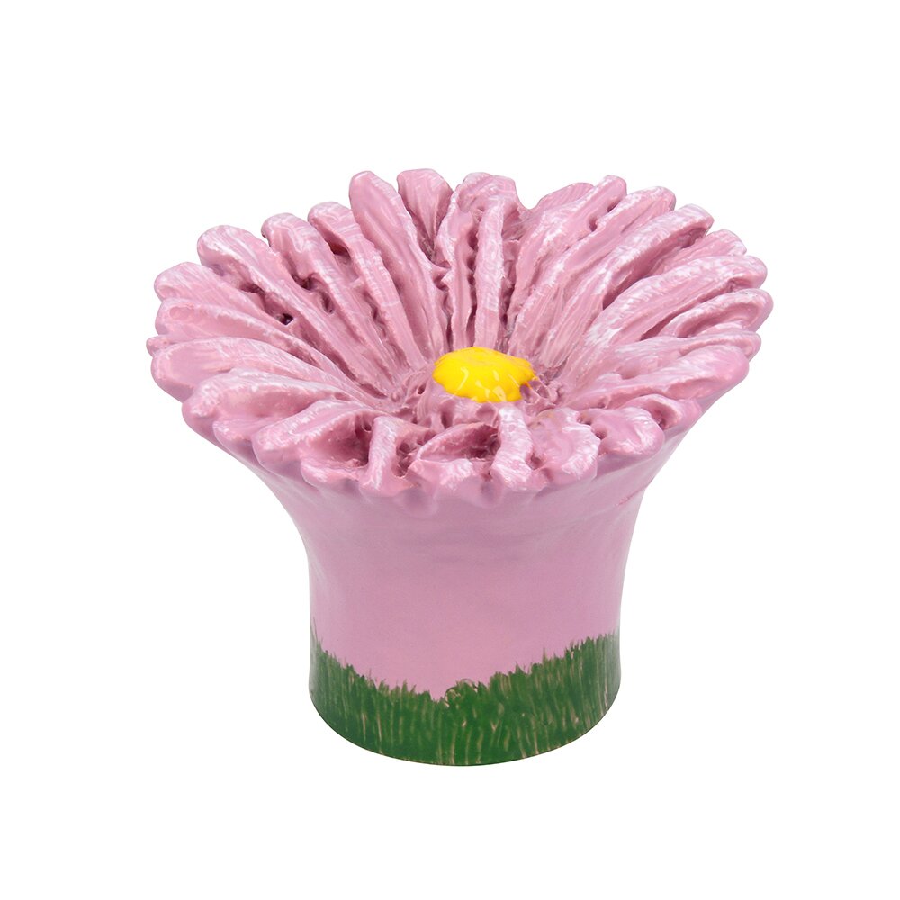 Siro Designs 35 mm Long Flower Knob in Flower Rose
