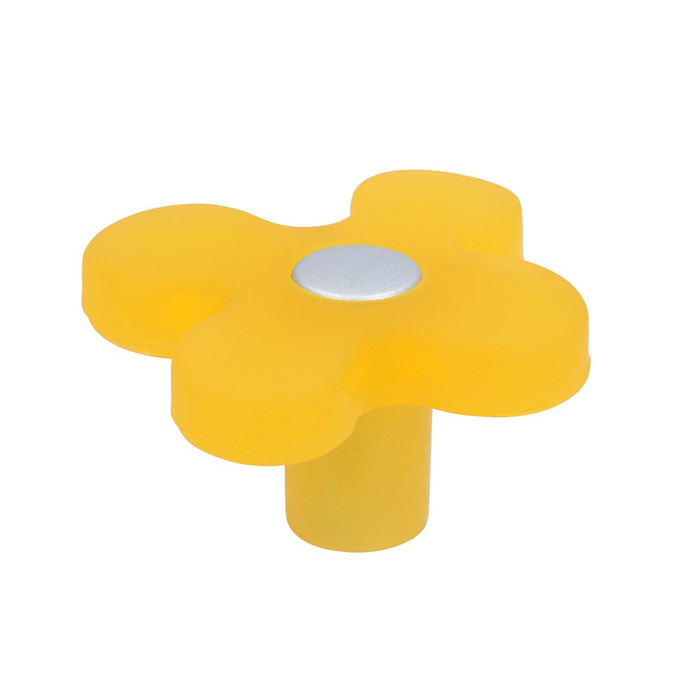 Siro Designs 50 mm Long Flower Knob in Yellow/Aluminum