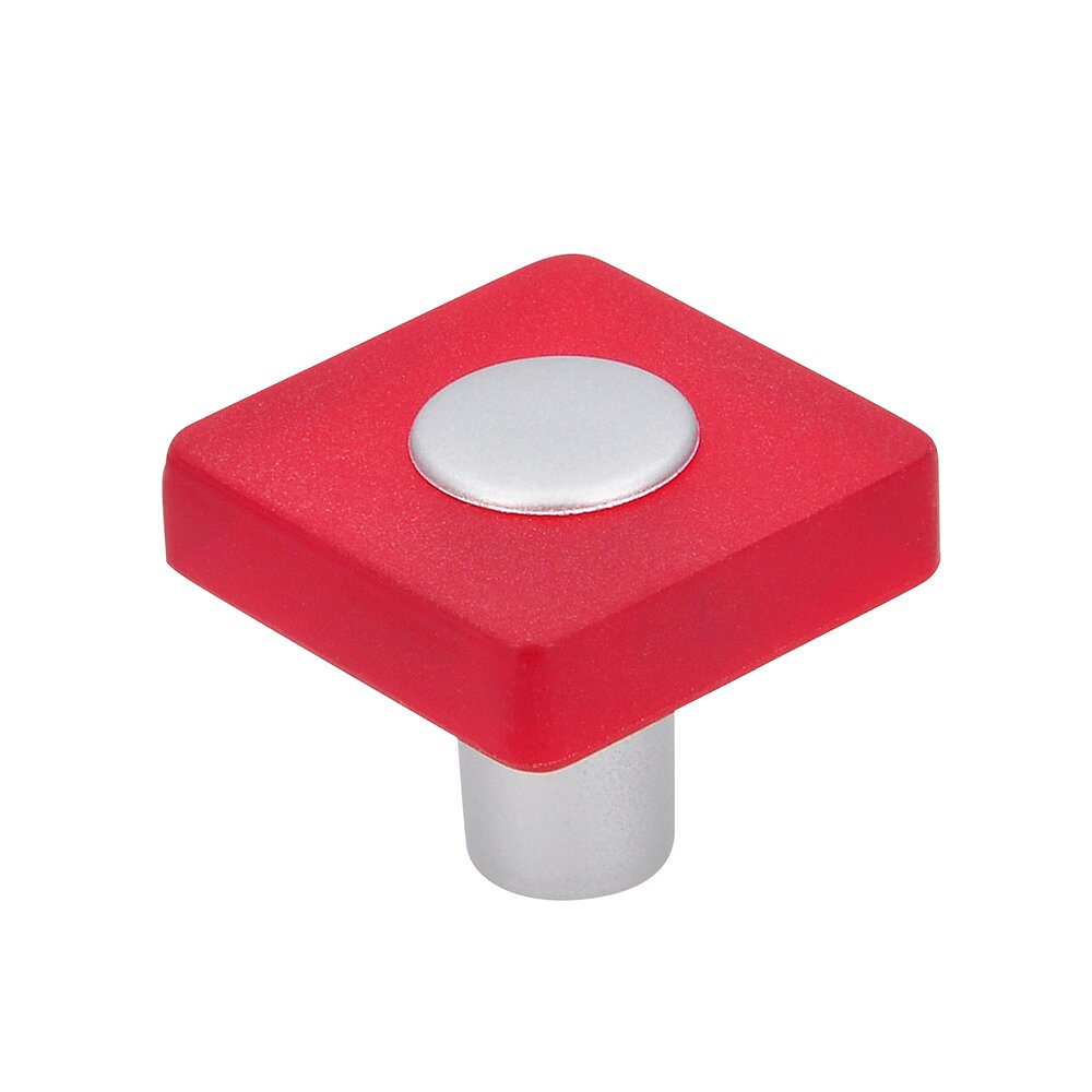 Siro Designs 30 mm Long Square Knob in Red/Aluminum