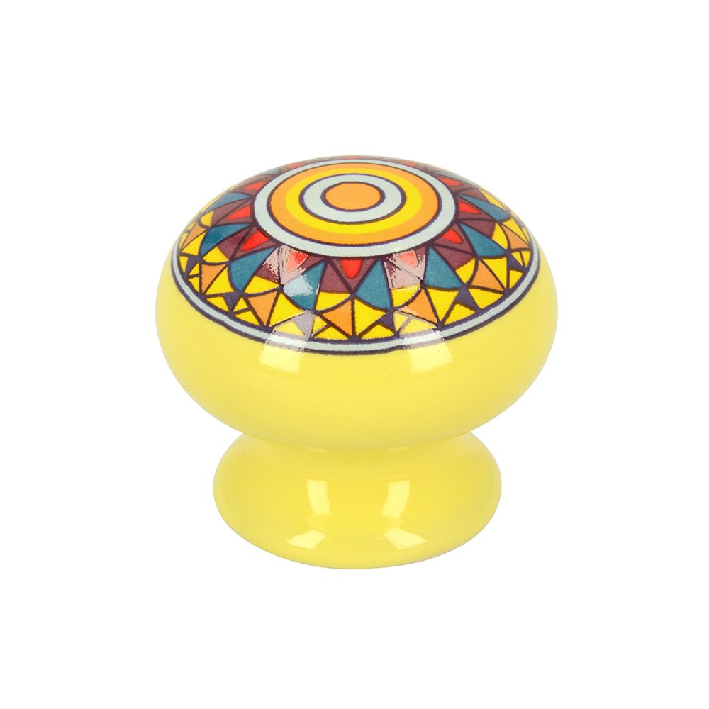 Siro Designs 39 mm Long Mandala Knob in Yellow/Mandala