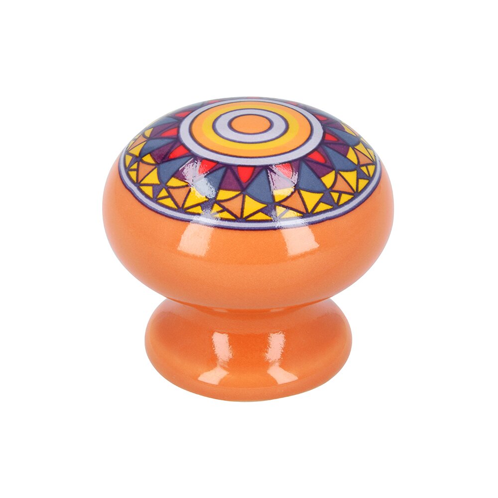 Siro Designs 39 mm Long Mandala Knob in Orange/Mandala