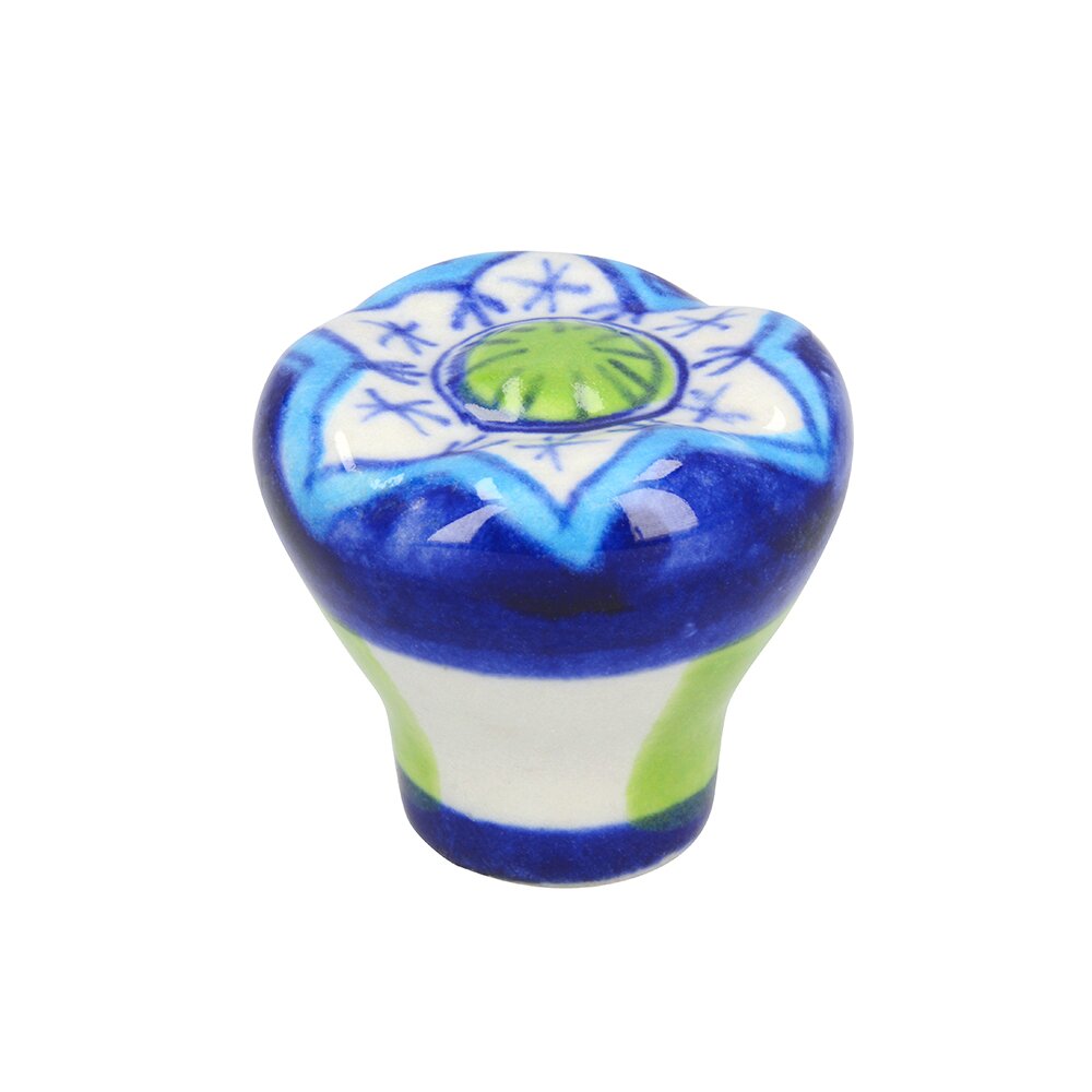 Siro Designs 35 mm Long Flower Knob in Multi Colored