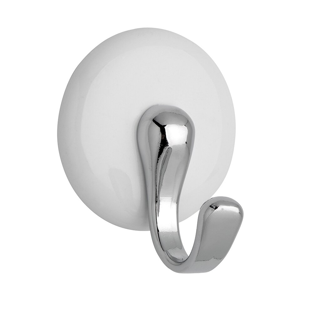 Siro Designs Hook Self Adhesive in Chrome With White