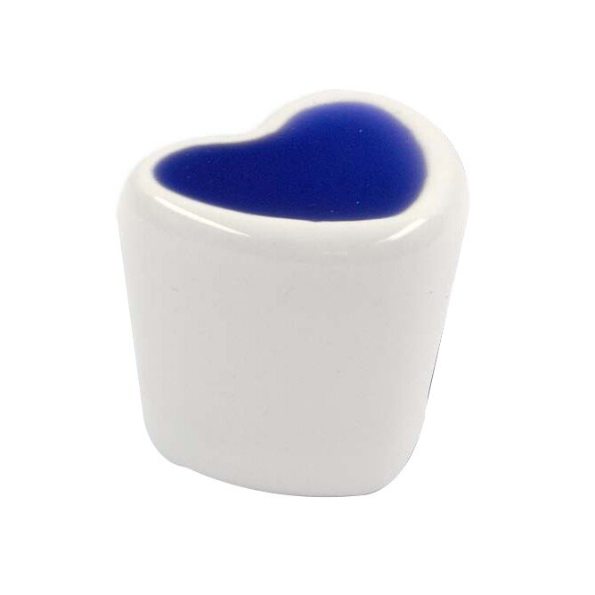 Siro Designs 29 mm Long Heart Knob in White/Blue