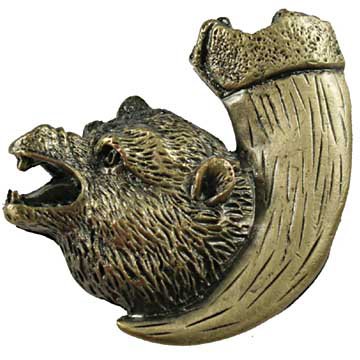 Sierra Lifestyles Bear with Claw Knob Right in Antique Brass