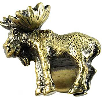 Sierra Lifestyles Realistic Moose Knob Right in Antique Brass