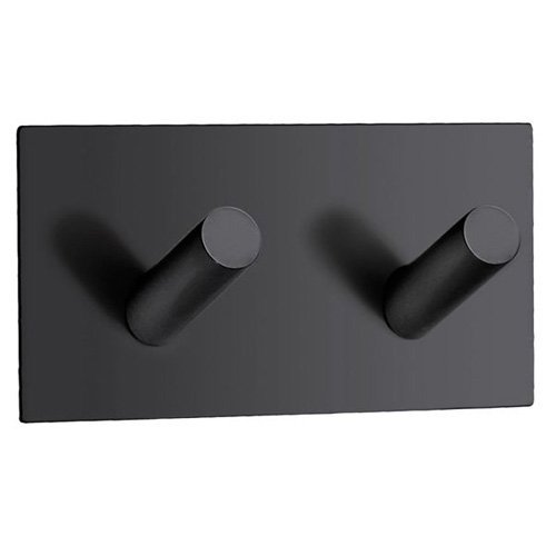 Smedbo Profile Steel Double Self-Adhesive Hook in Black Brushed Stainless Steel