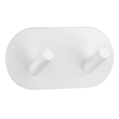 Smedbo Steel Double Self-Adhesive Hook in White Brushed Stainless Steel
