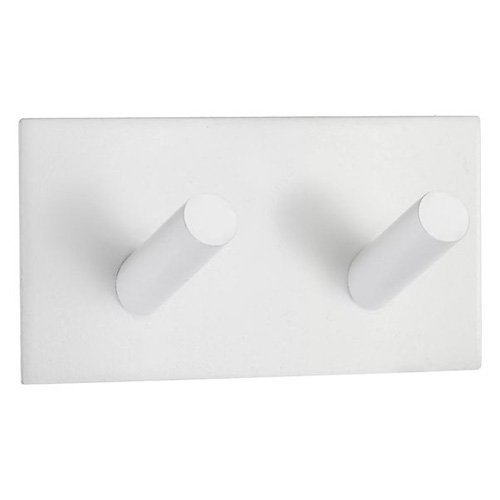Smedbo Profile Steel Double Self-Adhesive Hook in White Brushed Stainless Steel