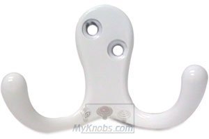 Smedbo 1 3/4" Double Coat Hook in White Lacquered