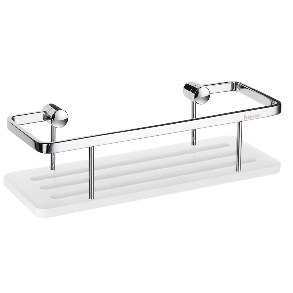 Smedbo Design Soap Basket in Polished Chrome with White Solid Surface