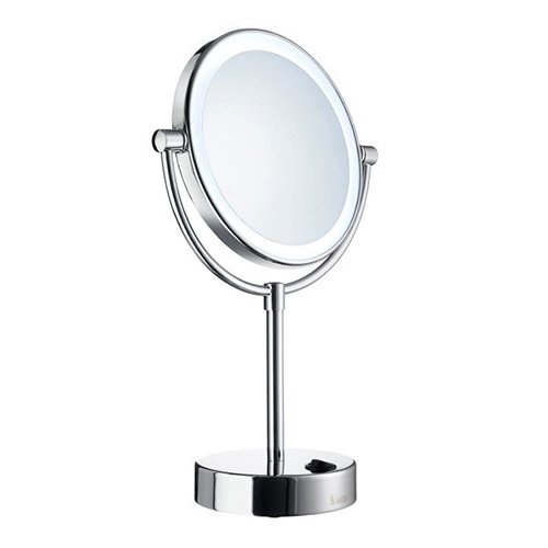 Smedbo Outline Freestanding LED Dual-Lighted 5x & Normal Shaving/Make-Up Mirror in Polished Chrome