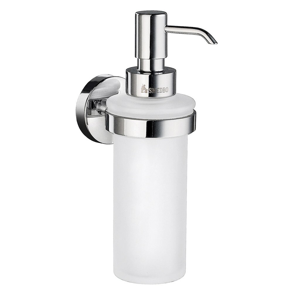 Smedbo Frosted Glass Soap Dispenser Wall Mounted Polished Chrome