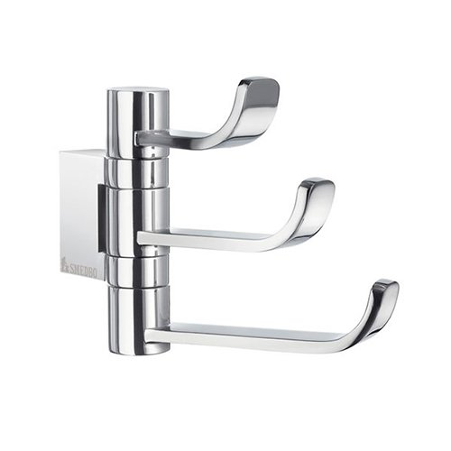 Smedbo Ice Swing Arm Triple Hook in Polished Chrome With Frosted Glass