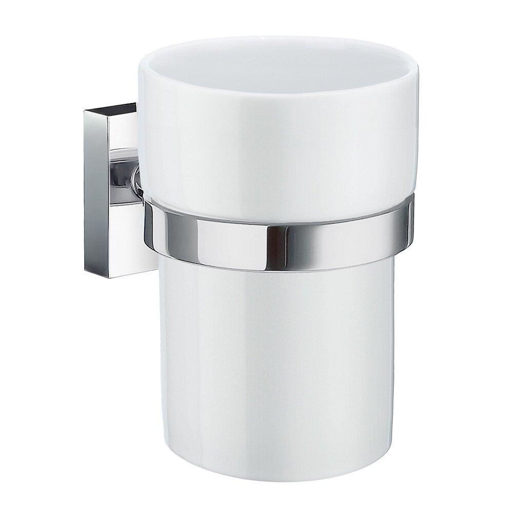 Smedbo Holder with Frosted Glass Tumbler Polished Chrome