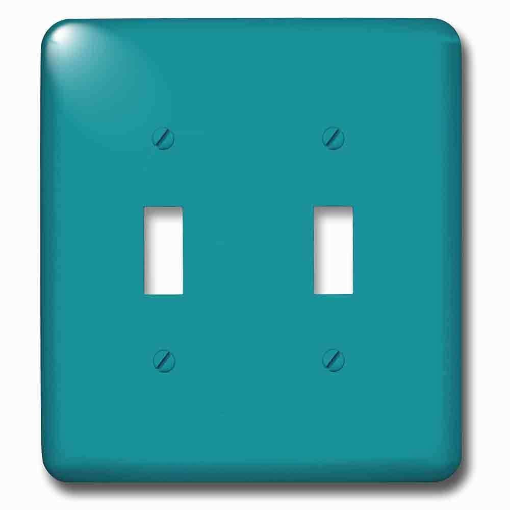 Jazzy Wallplates Double Toggle Wallplate With Plain Teal Blue Simple Modern Contemporary Solid One Single Color Turquoise Blue-Green