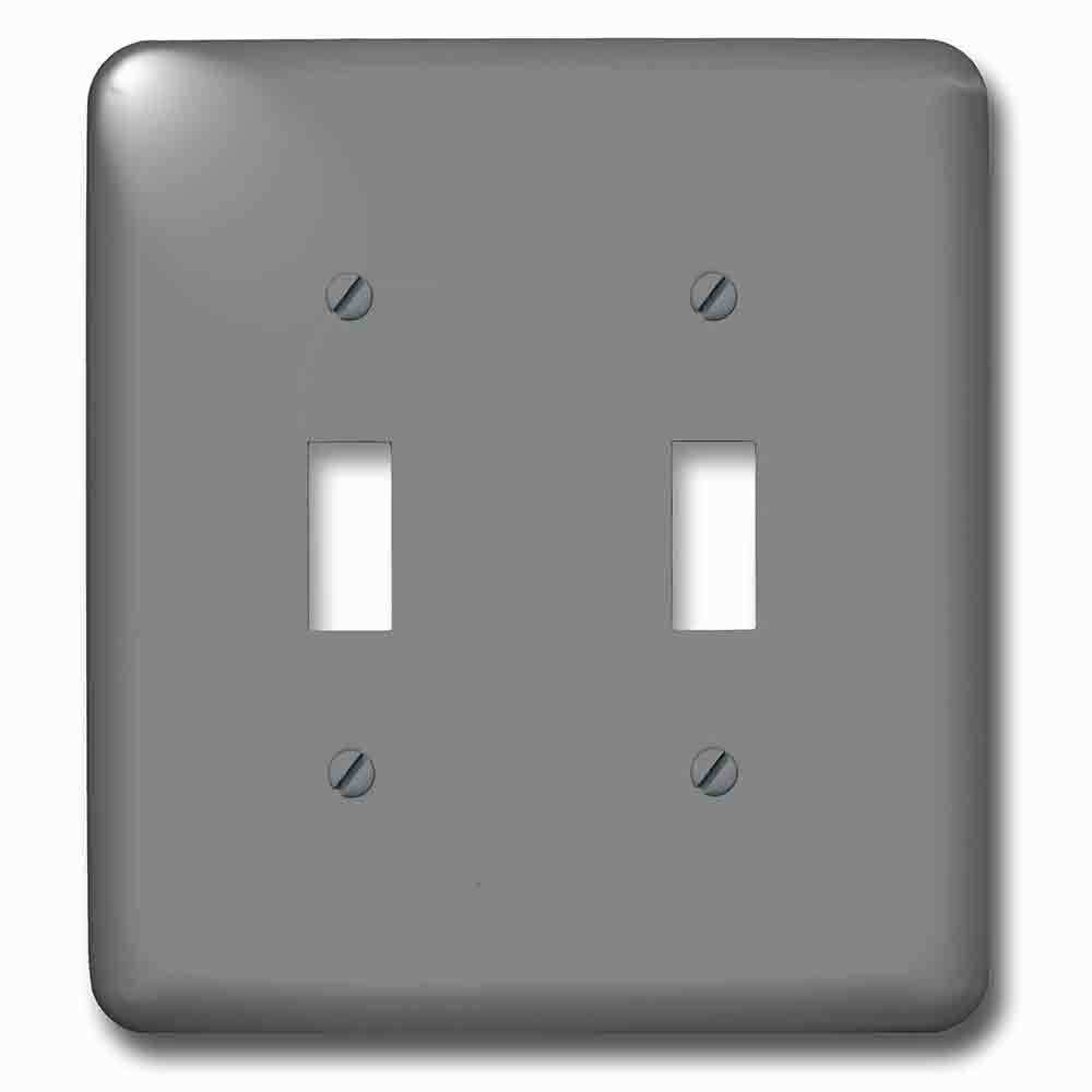 Jazzy Wallplates Double Toggle Wallplate With Dark Grey Charcoal Steel Gray Plain Simple One Single Solid Color Modern Contemporary