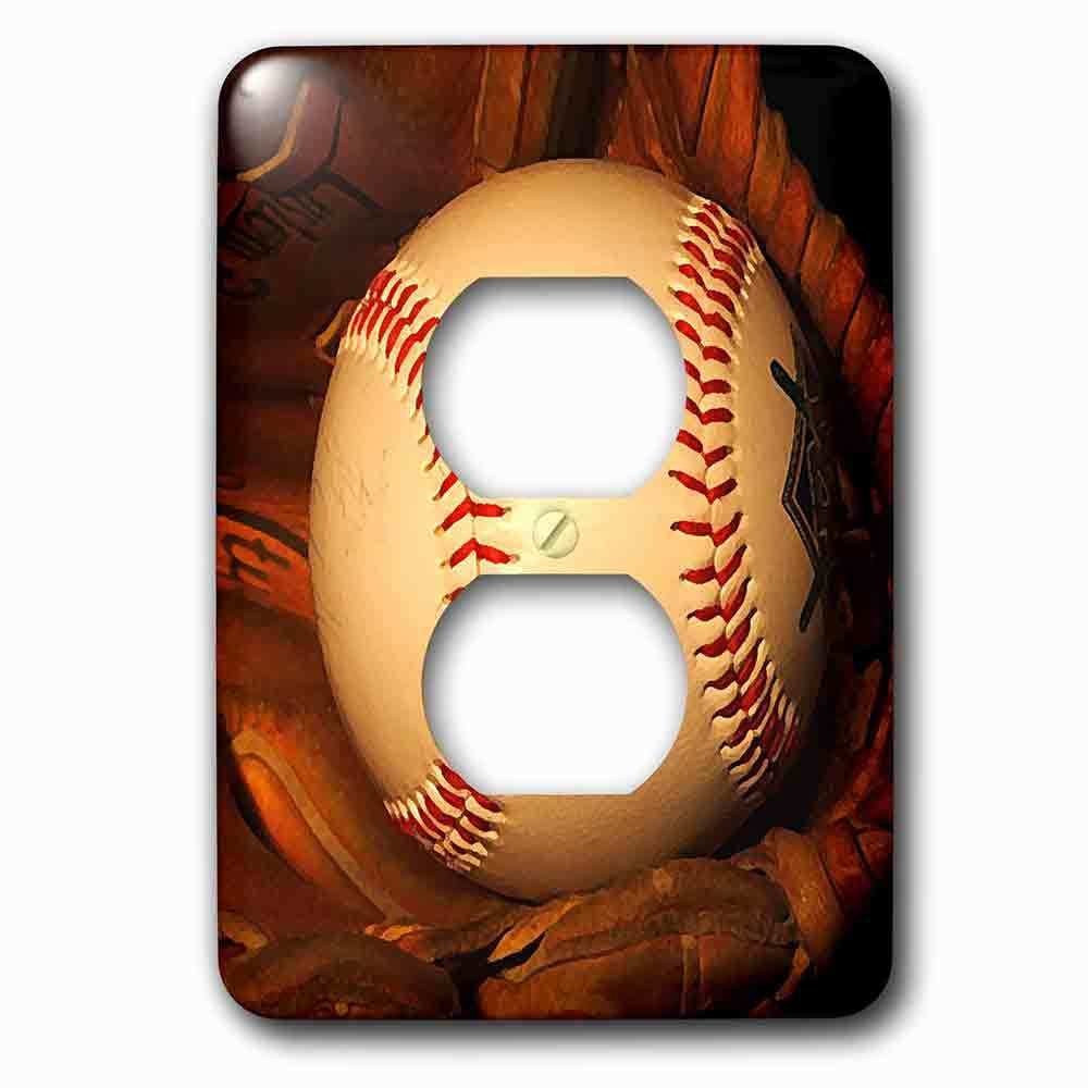 Jazzy Wallplates Single Duplex Outlet With Baseball