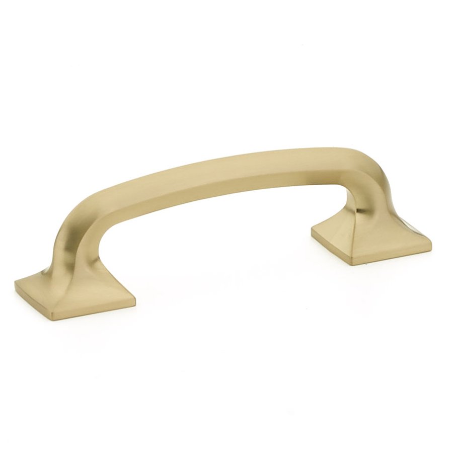 Schaub and Company 3 1/2" Centers Pull with Square Base in Signature Satin Brass