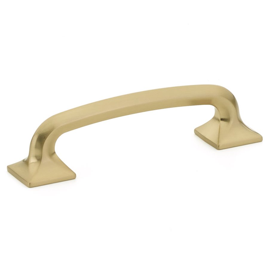 Schaub and Company 4" Centers Pull with Square Base in Signature Satin Brass