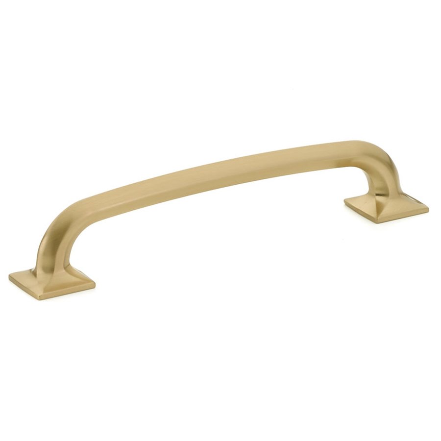 Schaub and Company 6" Centers Pull with Square Base in Signature Satin Brass